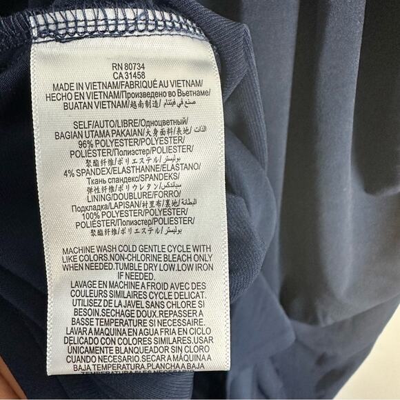 BCBGeneration Dress Draped Navy Blue Pleated Midi Spaghetti Straps Pockets Med - Picture 11 of 15